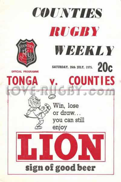 1975 Counties (NZ) v Tonga  Rugby Programme